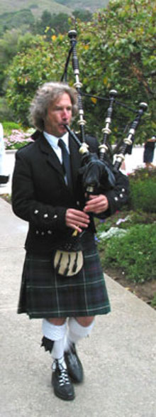 Bagpipe instructor Michel d'Avenas has students all over the Monterey Bay area, California